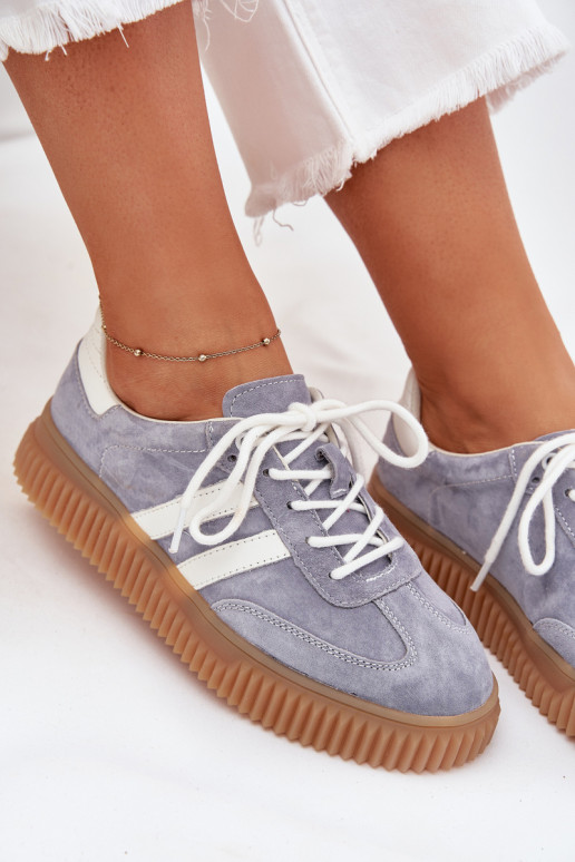 aus INildleder Sneakers Stilvollllschuhe Feminin mit einer Plattform blaue Farbe Venera