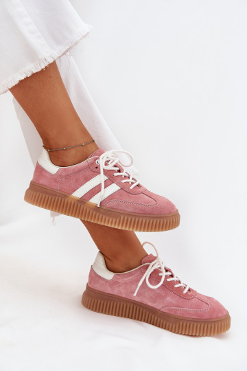 aus INildleder Sneakers Stilvollllschuhe Feminin mit einer Plattform pinke Farbe Venera