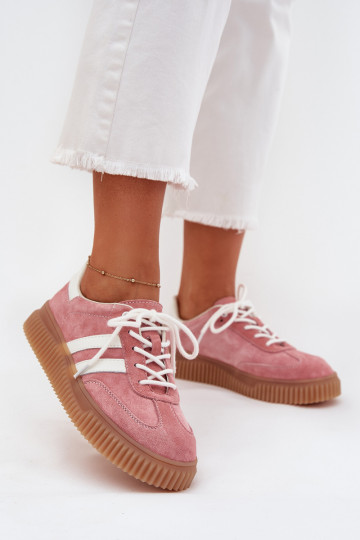 aus INildleder Sneakers Stilvollllschuhe Feminin mit einer Plattform pinke Farbe Venera 2