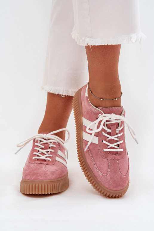 aus INildleder Sneakers Stilvollllschuhe Feminin mit einer Plattform pinke Farbe Venera aus INildleder Sneakers Stilvollllschuhe Feminin mit einer Plattform pinke Farbe Venera