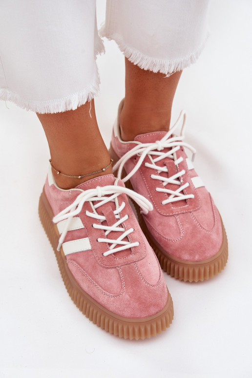 aus INildleder Sneakers Stilvollllschuhe Feminin mit einer Plattform pinke Farbe Venera aus INildleder Sneakers Stilvollllschuhe Feminin mit einer Plattform pinke Farbe Venera