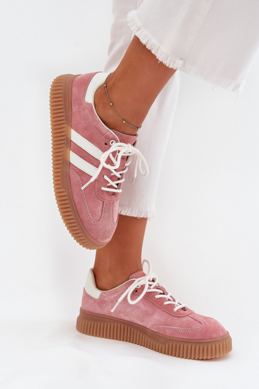 aus INildleder Sneakers Stilvollllschuhe Feminin mit einer Plattform pinke Farbe Venera aus INildleder Sneakers Stilvollllschuhe Feminin mit einer Plattform pinke Farbe Venera
