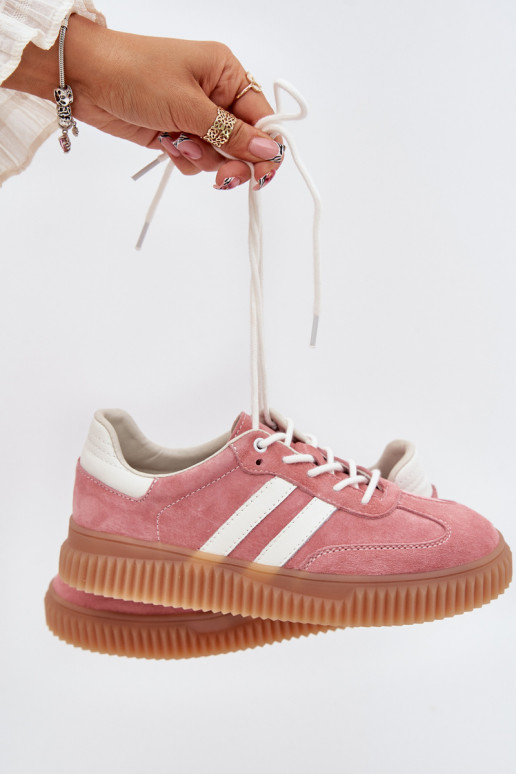 aus INildleder Sneakers Stilvollllschuhe Feminin mit einer Plattform pinke Farbe Venera aus INildleder Sneakers Stilvollllschuhe Feminin mit einer Plattform pinke Farbe Venera