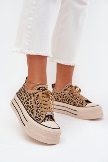 Freizeitschuhe mit einer Plattform mit Leopardenfellmuster Es mussrinae