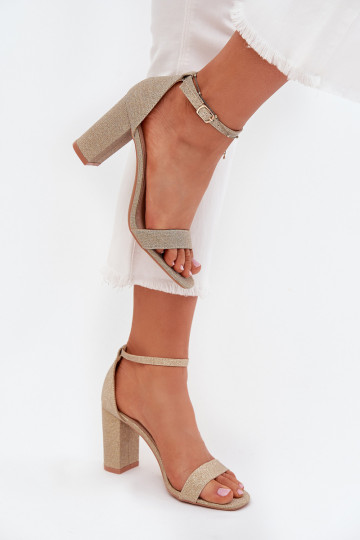 mit Glanz Damen-Sandalen mit hohen Absätzen goldene Farbe Kavina 2