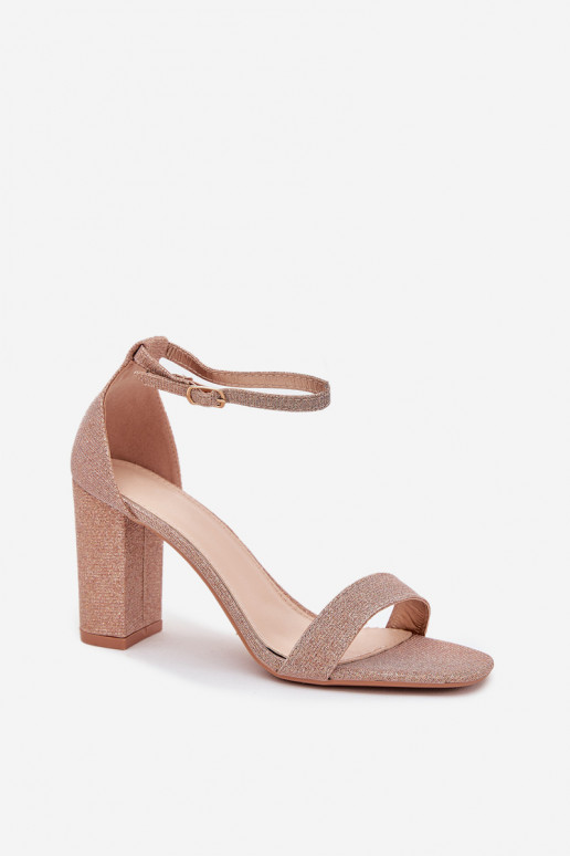 mit Glanz Damen-Sandalen mit hohen Absätzen roségoldene Farbe Kavina