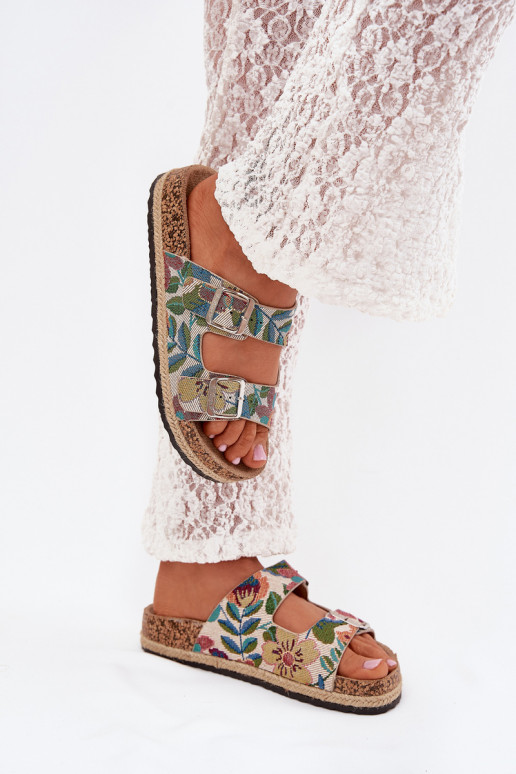 Gemustert Damenhausschuhe mit einer Plattform mit Schnallen Lee Cooper LCIN-25-35-3480L Verschiedene Farben