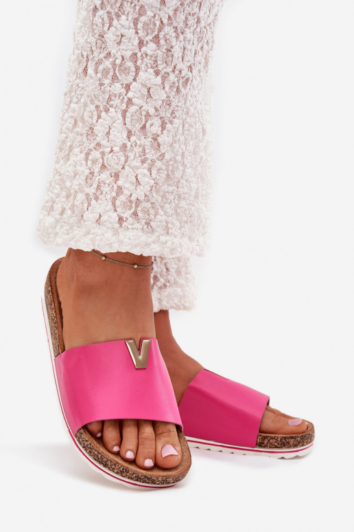 Damenhausschuhe mit einer Plattform Mit Dekorationen Detalem pinke Farbe Vessira