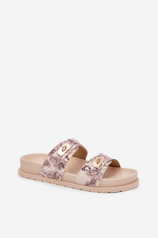 Gemustert Damenhausschuhe mit einer Plattform Beige Sorina