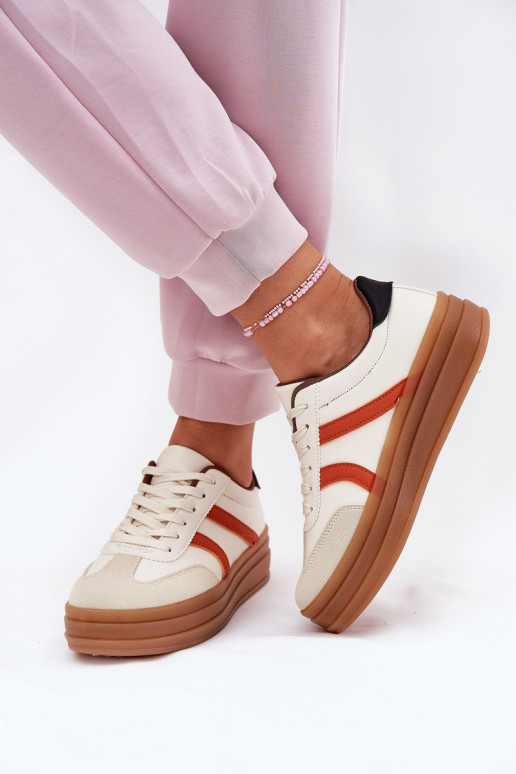 Sneakers Stilvollllschuhe Feminin mit einer Plattform Beige Tolianna