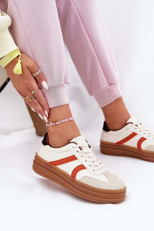 Sneakers Stilvollllschuhe Feminin mit einer Plattform Beige Tolianna