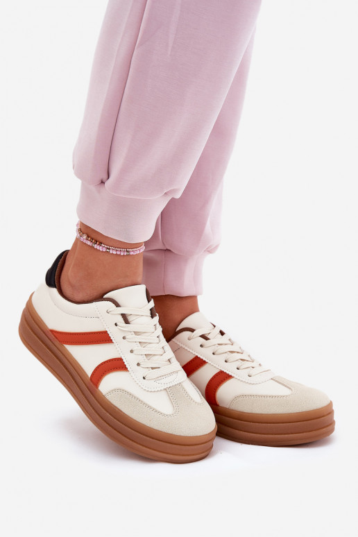 Sneakers Stilvollllschuhe Feminin mit einer Plattform Beige Tolianna