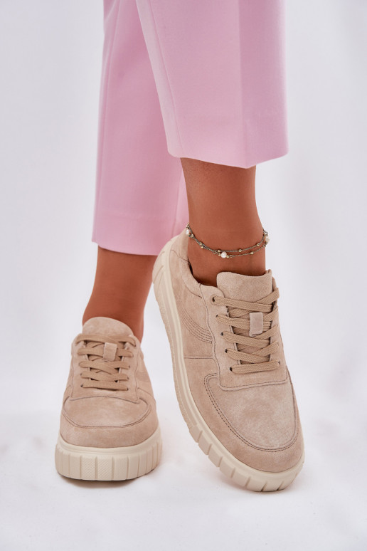 aus INildleder Sneakers Stilvollllschuhe Feminin mit einer Plattform Beige RilZuena