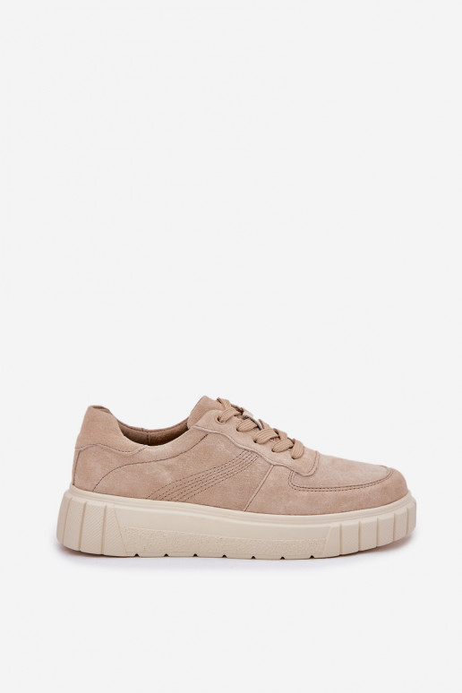 aus INildleder Sneakers Stilvollllschuhe Feminin mit einer Plattform Beige RilZuena