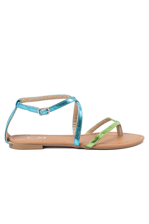 gleichschenklig Sandalen z zielono Blaumi paseczkami