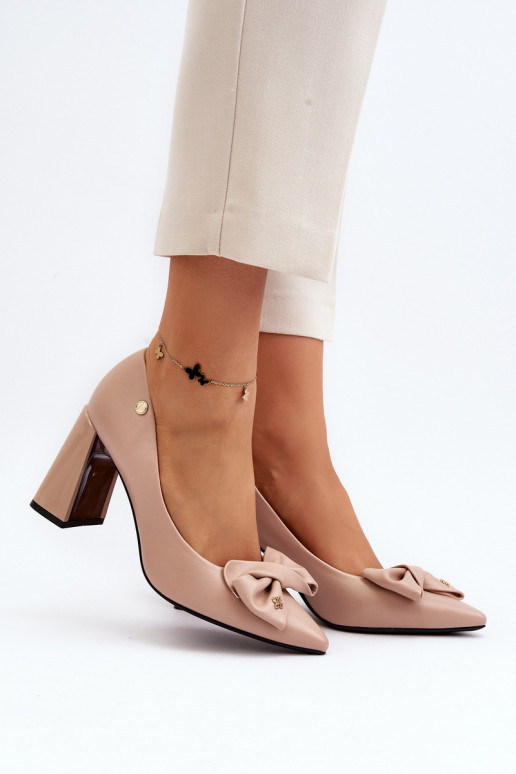 Schuhe mit Absätzen mit Bändern Beige Ariemessa