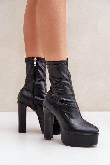 Stiefel Auf High Heels Aufzeichnen und Plattform schZuarze Farbe Tennira 2