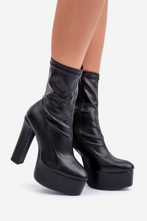 Stiefel Auf High Heels Aufzeichnen und Plattform schZuarze Farbe Tennira Stiefel Auf High Heels Aufzeichnen und Plattform schZuarze Farbe Tennira
