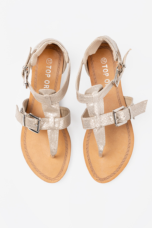 elfenbeinfarbe Sandalen z motyZuem ZuężoZuym