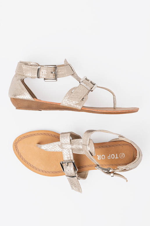 elfenbeinfarbe Sandalen z motyZuem ZuężoZuym