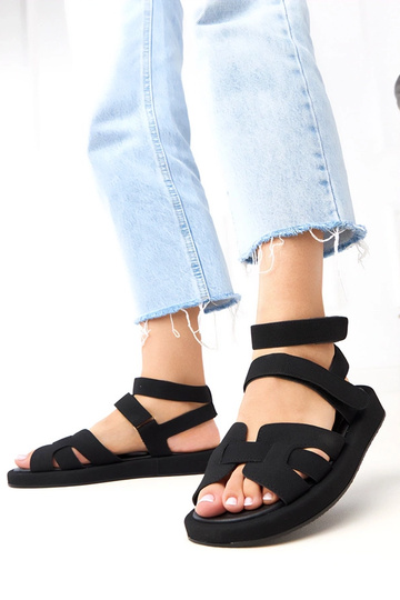 Schwarze Sandalen mit Knöchelverschluss Maimuna