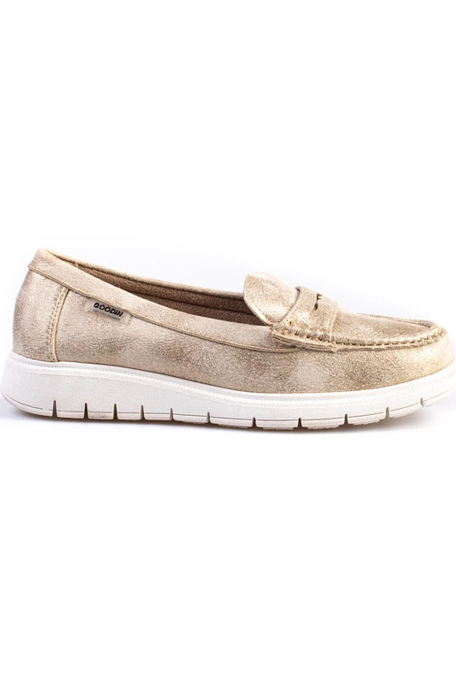 Damenmokassins golden mit flexibler Sohle