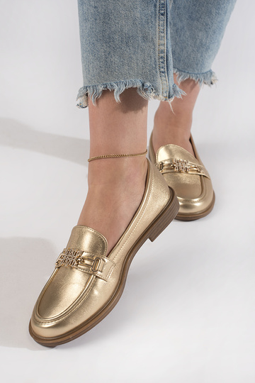 goldene Farbe stilvoll Mokassins für Damen 2