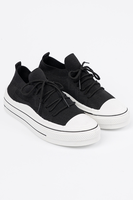 Ein überzeugendes Stilvollll Schuhe schZuarze Farbe z ozdobnym Schnürsenkelm