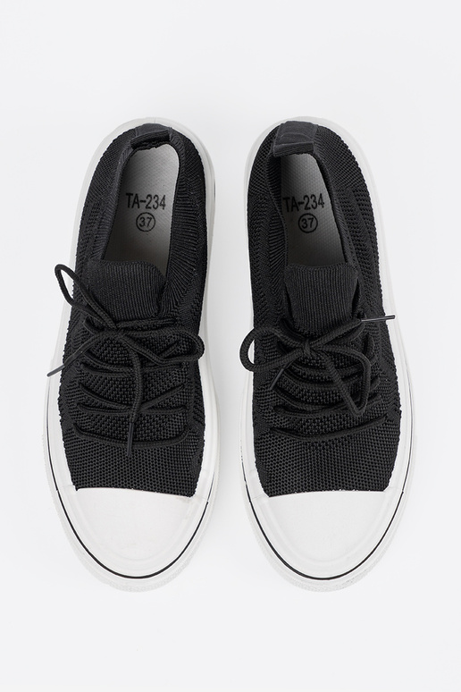 Ein überzeugendes Stilvollll Schuhe schZuarze Farbe z ozdobnym Schnürsenkelm