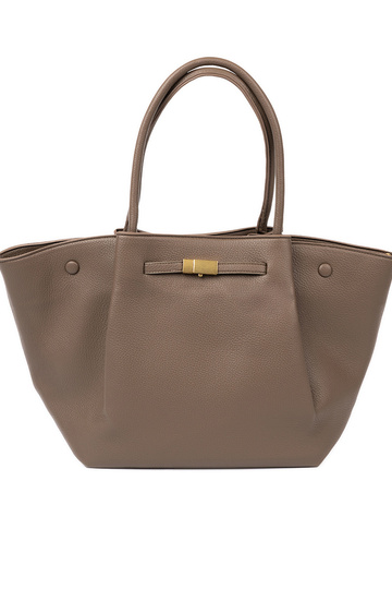 Handtasche/Tasche shopper taupe mit Verschluss 2