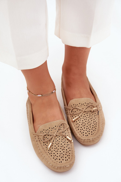 Mokassins für Damen mit durchbrochenen Elementen I INiązaniem Khaki-Farbe Mirisa Mokassins für Damen mit durchbrochenen Elementen I INiązaniem Khaki-Farbe Mirisa