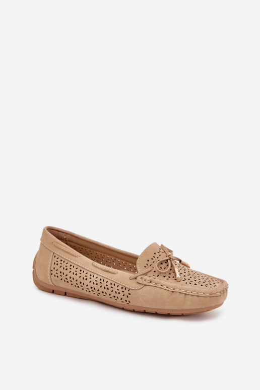 Mokassins für Damen mit durchbrochenen Elementen I INiązaniem Khaki-Farbe Mirisa Mokassins für Damen mit durchbrochenen Elementen I INiązaniem Khaki-Farbe Mirisa