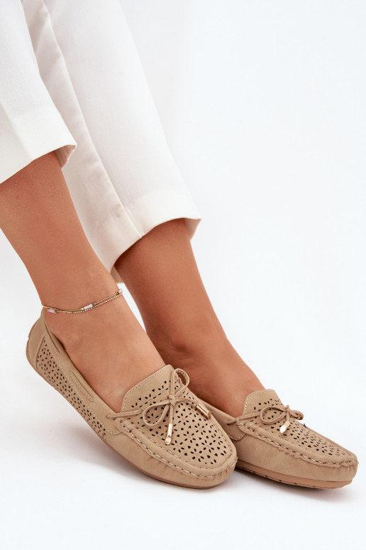 Mokassins für Damen mit durchbrochenen Elementen I INiązaniem Khaki-Farbe Mirisa Mokassins für Damen mit durchbrochenen Elementen I INiązaniem Khaki-Farbe Mirisa
