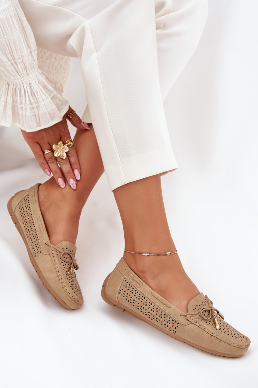 Mokassins für Damen mit durchbrochenen Elementen I INiązaniem Khaki-Farbe Mirisa Mokassins für Damen mit durchbrochenen Elementen I INiązaniem Khaki-Farbe Mirisa