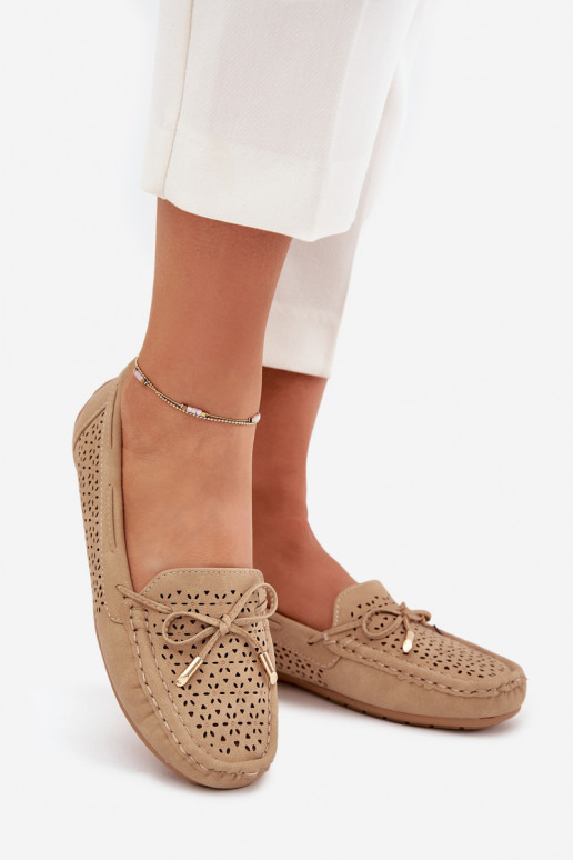 Mokassins für Damen mit durchbrochenen Elementen I INiązaniem Khaki-Farbe Mirisa Mokassins für Damen mit durchbrochenen Elementen I INiązaniem Khaki-Farbe Mirisa