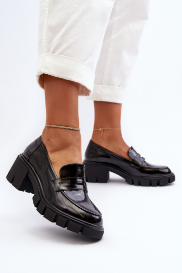 Mokassins für Damen Auf massiven Absätzen Big Star NN274055 schZuarze Farbe