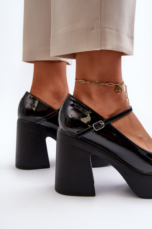 Schuhe Feminin mit Lackeffekt mit einer Plattform I Aufzeichnen Big Star NN274004 schZuarze Farbe Schuhe Feminin mit Lackeffekt mit einer Plattform I Aufzeichnen Big Star NN274004 schZuarze Farbe