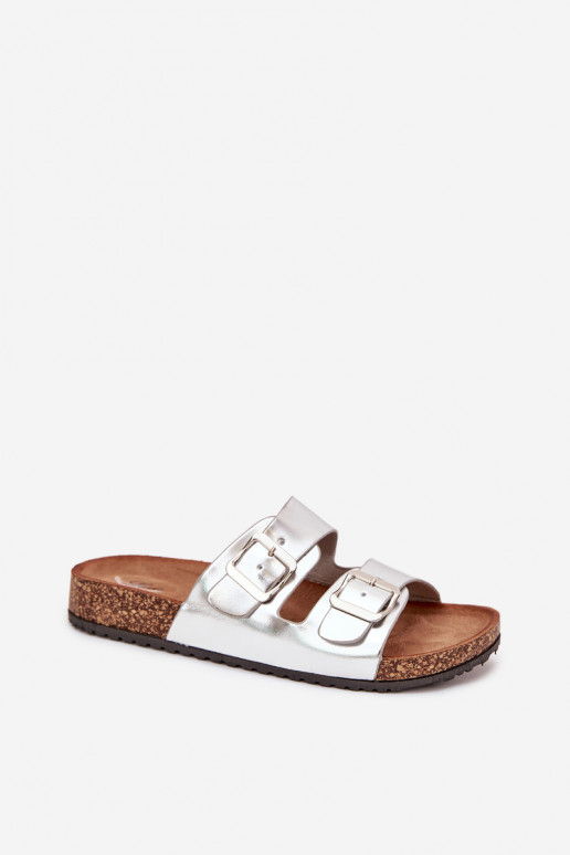 Feminin Hausschuhe mit einer Plattform mit Schnallen Silberfarbe Vesina Feminin Hausschuhe mit einer Plattform mit Schnallen Silberfarbe Vesina