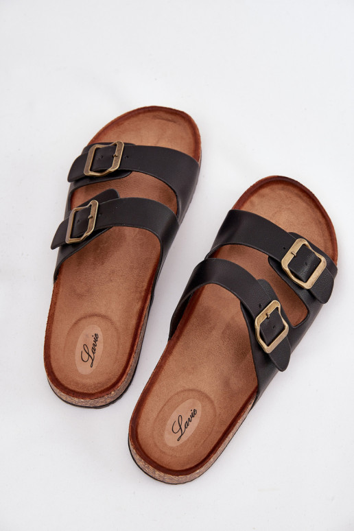 Feminin Hausschuhe mit einer Plattform mit Schnallen schZuarze Farbe Vesina Feminin Hausschuhe mit einer Plattform mit Schnallen schZuarze Farbe Vesina