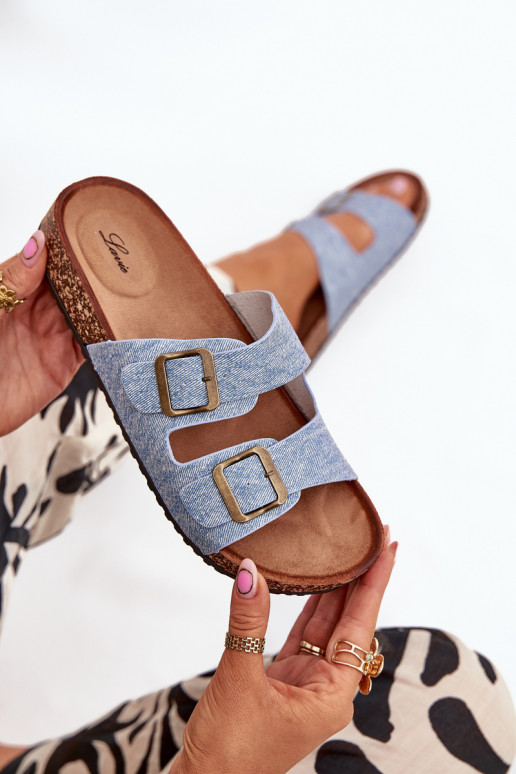 Feminin Hausschuhe mit einer Plattform mit Schnallen Jasny Jeans Vesina Feminin Hausschuhe mit einer Plattform mit Schnallen Jasny Jeans Vesina