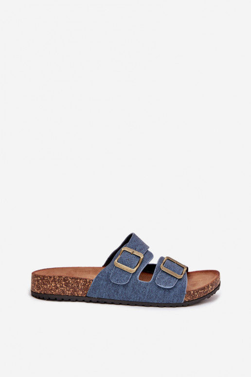 Feminin Hausschuhe mit einer Plattform mit Schnallen Dunkel Jeans Vesina Feminin Hausschuhe mit einer Plattform mit Schnallen Dunkel Jeans Vesina