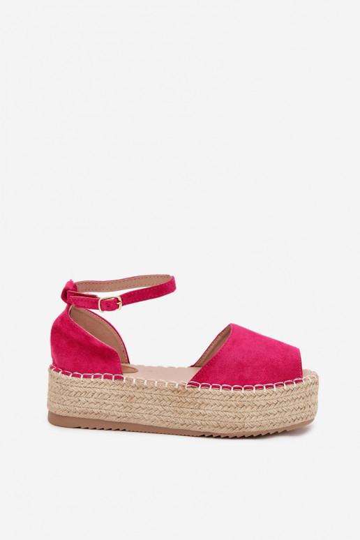 Sandalen Espadrilles mit einer Plattform Mit Zopf pinke Farbe Selise Sandalen Espadrilles mit einer Plattform Mit Zopf pinke Farbe Selise