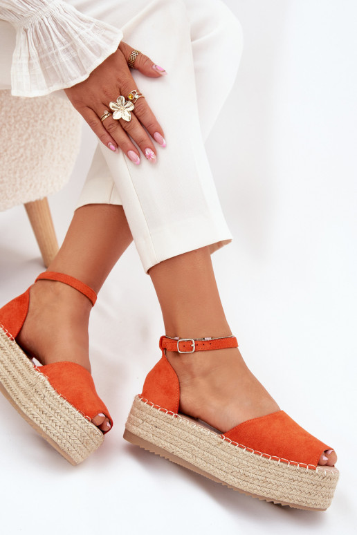 Sandalen Espadrilles mit einer Plattform Mit Zopf orange Farbe Selise Sandalen Espadrilles mit einer Plattform Mit Zopf orange Farbe Selise