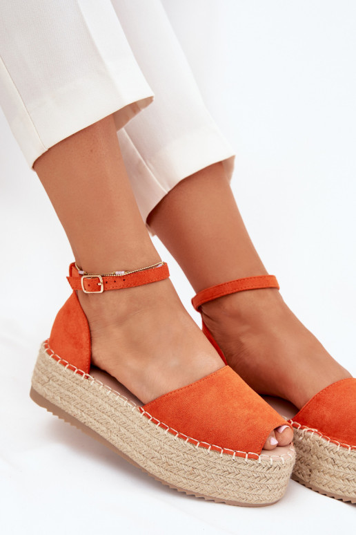Sandalen Espadrilles mit einer Plattform Mit Zopf orange Farbe Selise Sandalen Espadrilles mit einer Plattform Mit Zopf orange Farbe Selise