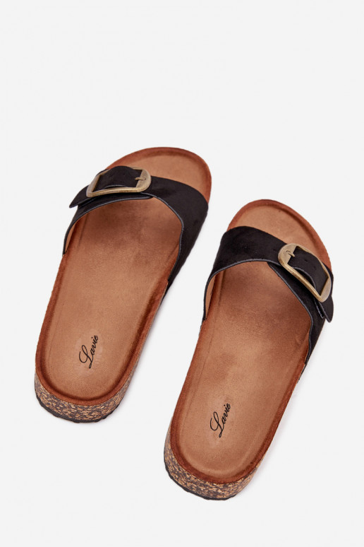 Damenhausschuhe mit Schnallen mit einer Plattform schZuarze Farbe Zavira Damenhausschuhe mit Schnallen mit einer Plattform schZuarze Farbe Zavira