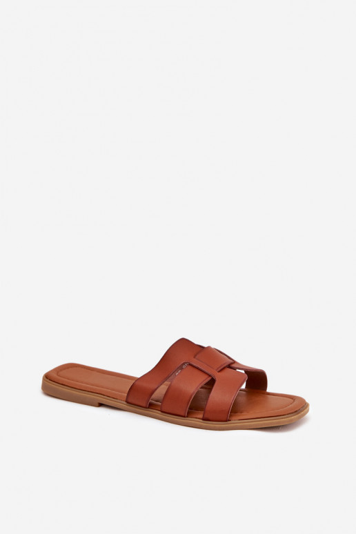 Damenhausschuhe mit breiten Absätzen braune Farbe Mirona Damenhausschuhe mit breiten Absätzen braune Farbe Mirona