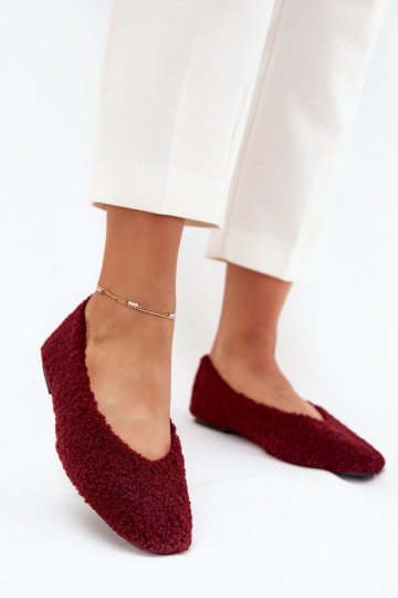 Damen Ballerinas in Bordeaux mit Fell 2