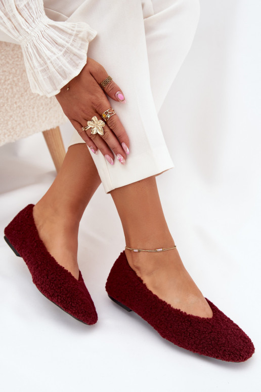 Ballerinas Feminin mit Pelzmantel Typu Baranek Burgund Zimira Ballerinas Feminin mit Pelzmantel Typu Baranek Burgund Zimira