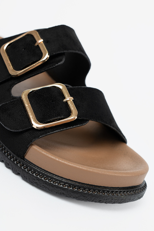 schZuarze Farbe Hausschuhe Frauen ze goldenmi klamrami