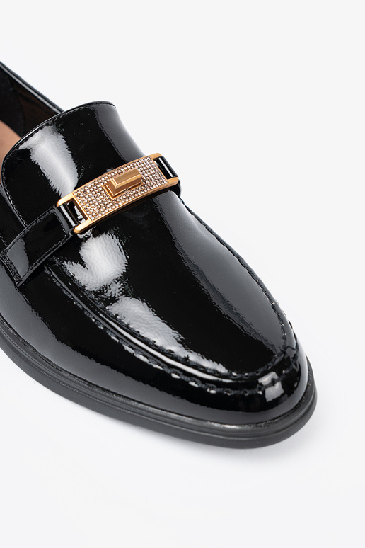 Eleganter Stil lackiert Mokassins z złotą ozdobą